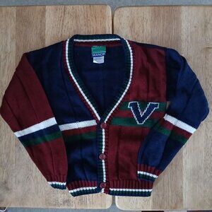 ROYAL MANOR burgundy/navy L/S cardigan sz 4T boys